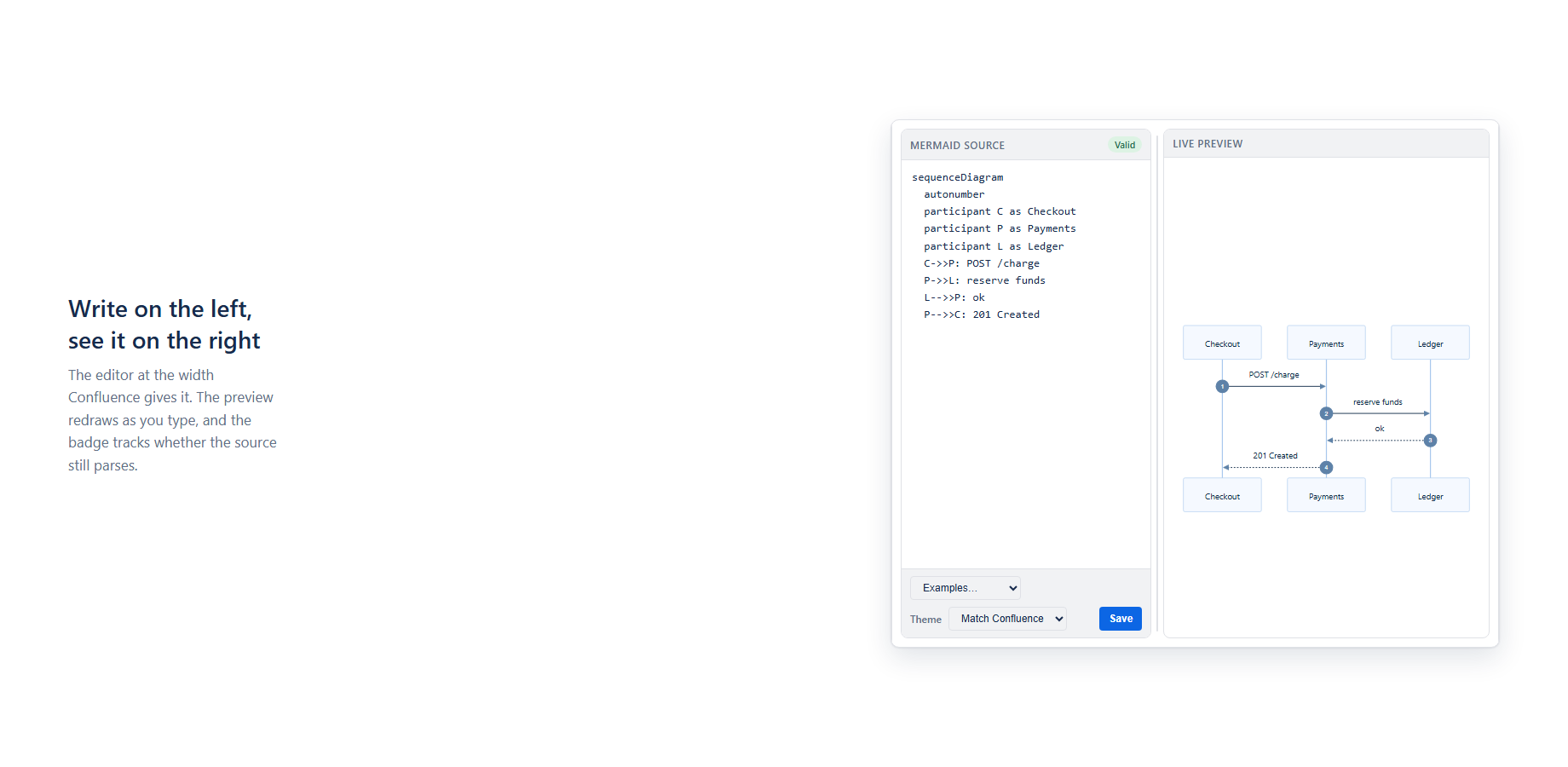 The Crisp editor with Mermaid source on the left and a live diagram preview on the right